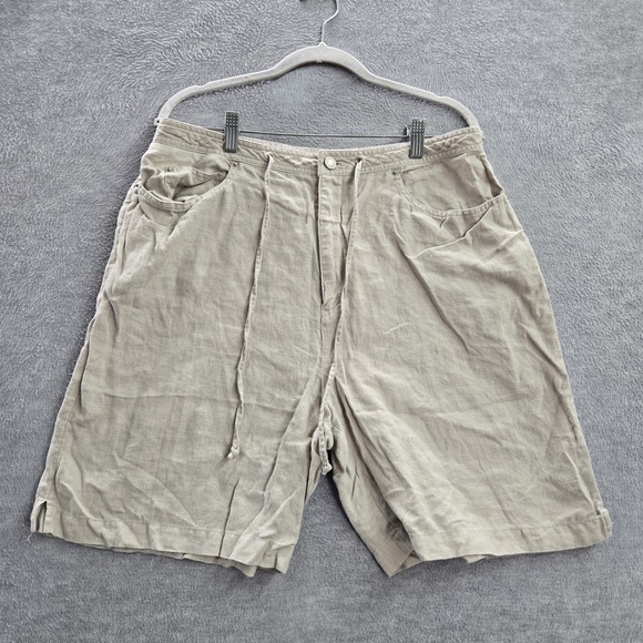 Deane & White Pants - Deane & White‎ Women Shorts 14 Beige Linen Button Drawstring